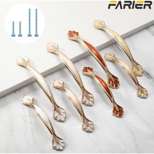 European style simple porcelain white amber Fuji white Roman black cabinet handle drawer cabinet aluminum alloy handle