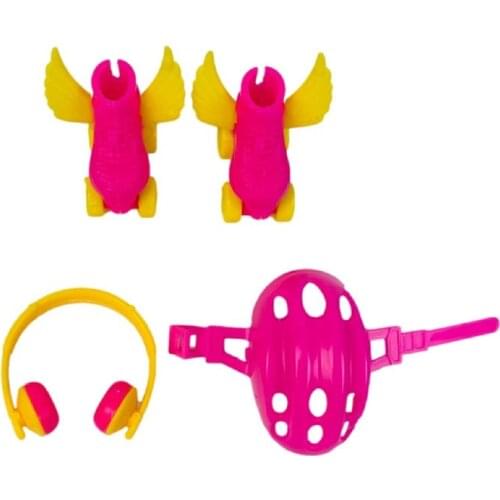 New 4PCS/Set Decorative Roller helmet For Kids Girls Skate Fancy Doll Shoes headset Toy Roller Play Girls Gifts gift for Kid