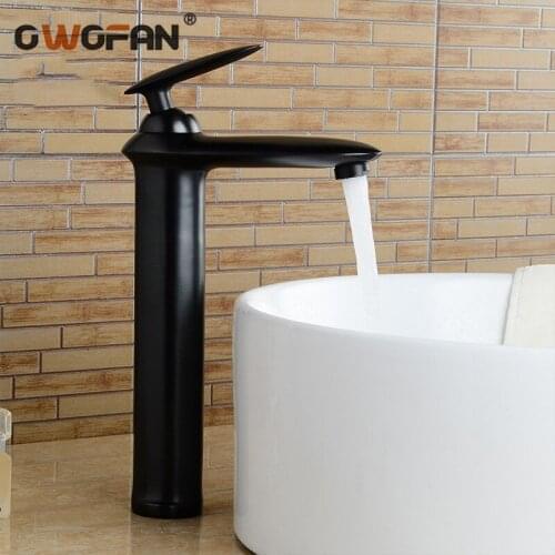 Modern Bathroom Solid Brass Black Basin Faucet Deck Mounted Oil Rubbed Sink Faucet Single Handle Mixer Water Taps OWO-S79-308