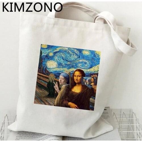 Mona Lisa shopping bag canvas shopper jute bag shopper handbag reusable bag cloth reusable net sac tissu