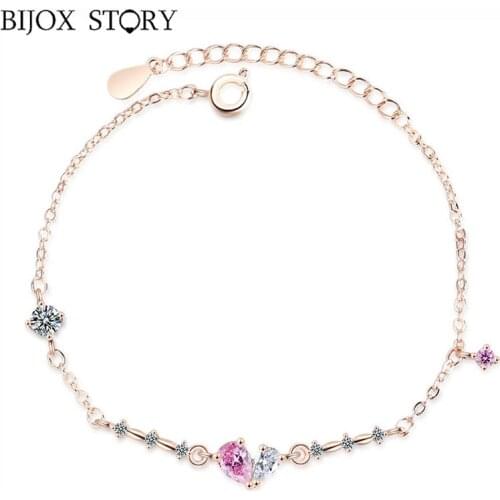 BIJOX STORY Fashion 925 Sterling Silver Bracelet with AAA Zircon Fine Jewellery for Women Wedding Anniversary Promise Party Gift