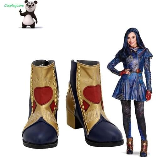 Descendants 2 Evie Golden Shoes Cosplay Long Boots Leather Custom Made For Halloween