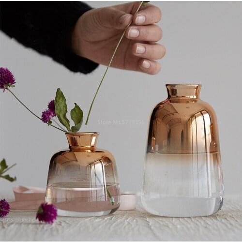 Changing Color Gold Vase Creative Home Decoration Crystal Vase Decor Flower Vases Gifts