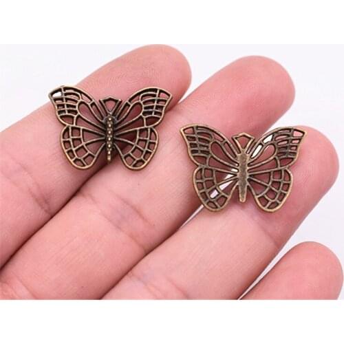 25*18mm 10pcs Antique Bronze Plated Butterfly Charms Pendant For DIY Necklace Bracelet Jewelry Accessories