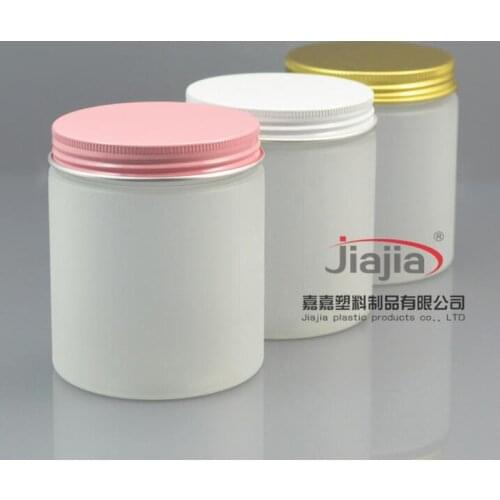 250ml DIY Empty Plastic clear Frosted PET Jar with Gold/pink/white aluminum Metal Cap,250g Cream Container Foot Mask Packaging