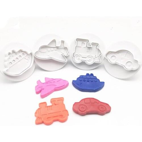 3D Car Plane Train Vehicle Cookie Cutter Biscuit Mold Baking Hand Stamp Press Plunger Sugarcraft Cookie Fondant Cutters
