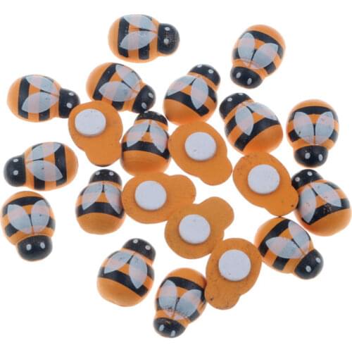 50Pcs Yellow Bees Wooden Buttons Flatback Cabochon Scrapbooking Crafts Wood Knopf Bouton Kawaii Decor Diy Accessories