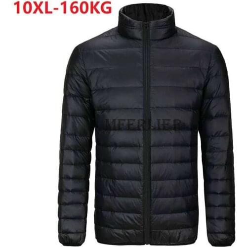 8XL 160KG autumn Winter Warm Men Parkas Plus Large Size Big 10XL Sportwear Casual Down Parkas Thin Light red Blue Jacket 54 56