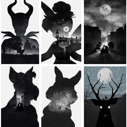 Disney 5d Diy Diamond Painting Black And White Design Cartoon Brand New Rhinestone Decoration Painting High Quality Handmade