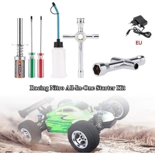HSP 80141 Racing Nitro Starter Kit Repair Tools Screwdriver Igniter Tool Fuel Filler Set for 1/8 and 1/10 Car-EU Plug