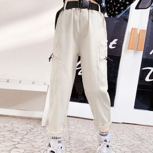Girls Pants Children Spring New Fashion Cargo Pants Teenage Girls Clothing Solid Color Loose Kids Trousers Casual Sweatpants