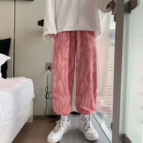 Male Korean Loose Harem Pants Straight Casual Sweatpants Autumn Winter Streetwear Ankle Banded Trousers Elastic Waist Pants