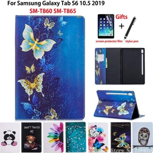 Case For Samsung Galaxy Tab S6 10.5 SM-T860 SM-T865 T860 2019 10.5" Cover Funda Tablet Fashion painted Stand Shell +Film+Pen