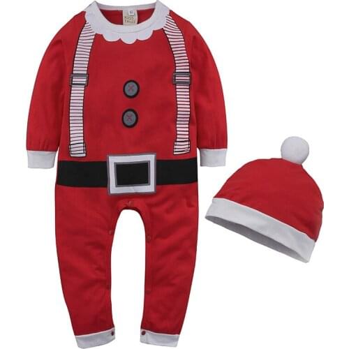 Baby Girl Boy Romper Christmas Clothing Set 2Pcs Hat+Jumpsuit Infant Casual Fashion Clothes Toddler Winter Outfits 0-24 Months