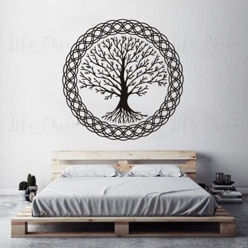 Tree of Life Vinyl Wall Murals Art Home Yoga Studio Vinyl Wall Sticker Cicle Tree Pattern Wall Decals Removable Decpration AC557
