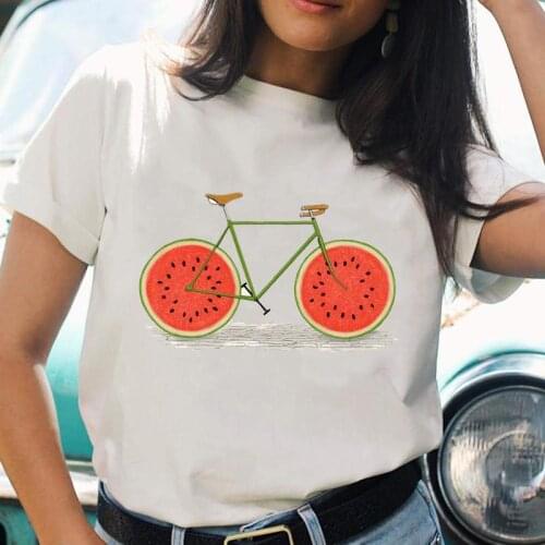 Women T-shirts Watermelon Lovely Ladies O-neck Trend Female Graphic Short Sleeve Cartoon Fashion Tee T Top Shirt Print T-Shirt