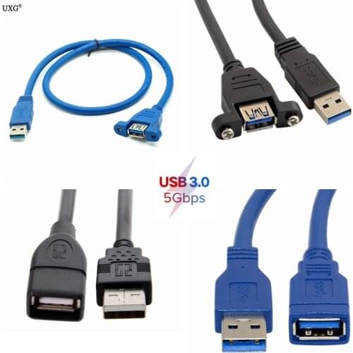 USB Extension Cable USB 3.0 2.0 Extender Cord with Screw Hole Male to Female Data Transfer Lead for Playstation Keyboard Printer