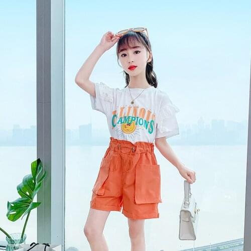Girls Set New Big Girl Summer Clothes Popular Girl Short-sleeved Shorts Summer Two-piece Set Girls Outfits Girls Clothing Set
