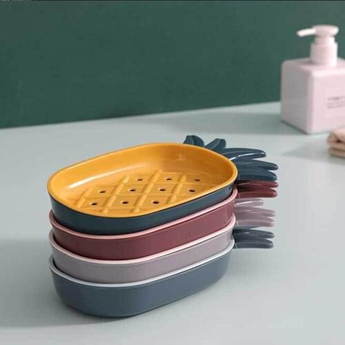 Creative Soap Holder Pineapple Shaped Soap Box Household Plastic Cute Bathroom Double Drain Soap Holder Soap Box