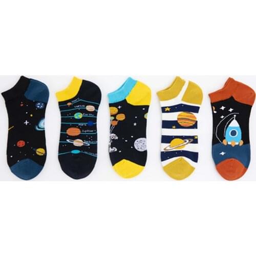 Summer 1 Pair Cartoon Socks Space Planet Rockets Universe Skate Cool Socks Women Men Streetwear Socks Happy Casual Socks