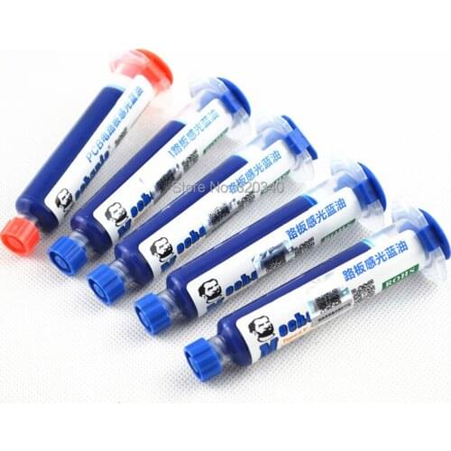 MECHANIC 5pcs Blue UV Curable Solder Mask 10CC for PCB BGA Circuit board protect Soldering Paste Flux Cream Welding Fluxes Oil