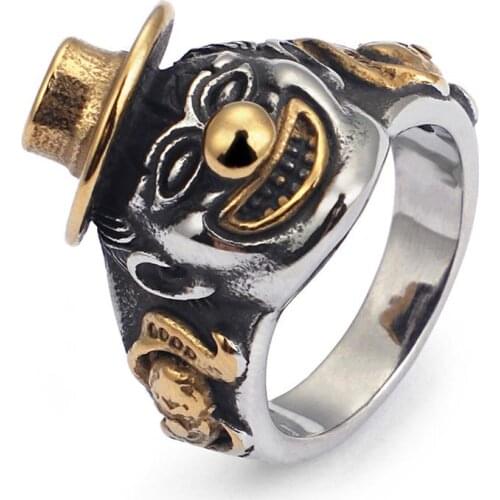 Men Stainless steel Top Quality Design Clowns Biker Ring