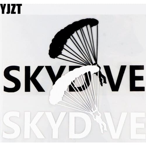 YJZT 16.7×8.5CM Skydiving Car Sticker Skydive Parachute Cool Vinyl Decals Black / Silver 10A-0620