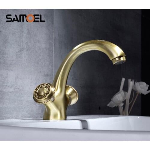 New Arrival Classic Deck Mount Single Hole Two Handle Antique Bronze Bathroom Faucet Mixers Basin Water Tap AF1106