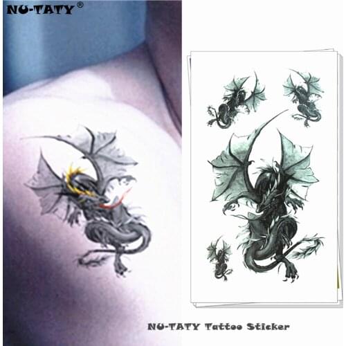 Nu-TATY Giant Black Dragon Temporary Tattoo Body Art Flash Tattoo Stickers 17*10cm Waterproof Fake Tato Car Styling Wall Sticker