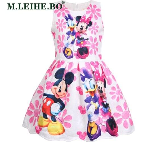 Baby Girls Clothes Cute Cartoon Minnie Girls Sleeveless Dress Sweet Bow Girls Princess Party Birthday Dress Summer Kids Clothes