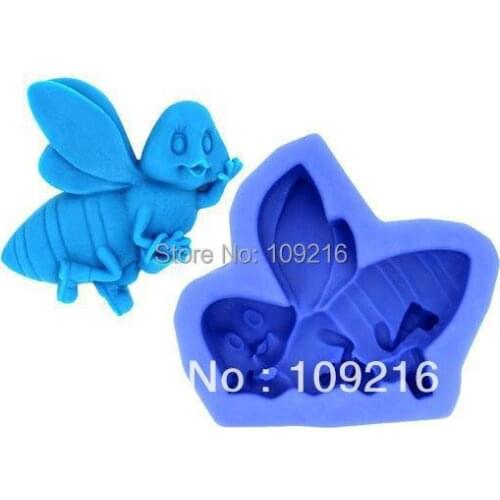 Wholesale!!!1pcs New Style Lovely Small Bee(R1131) Silicone Handmade Soap Mold Crafts DIY Mold