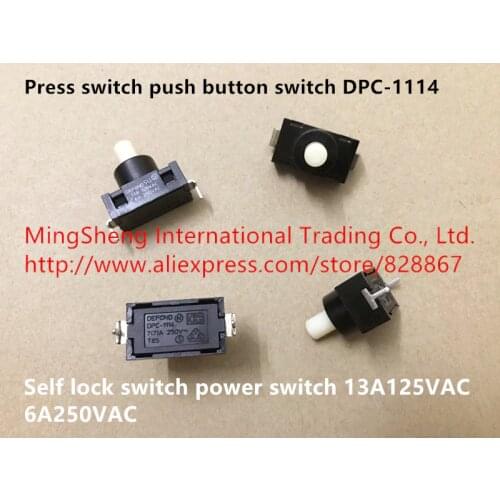 Original new 100% de feng press switch push button switch DPC-1114 self lock switch power switch 13A125VAC 6A250VAC