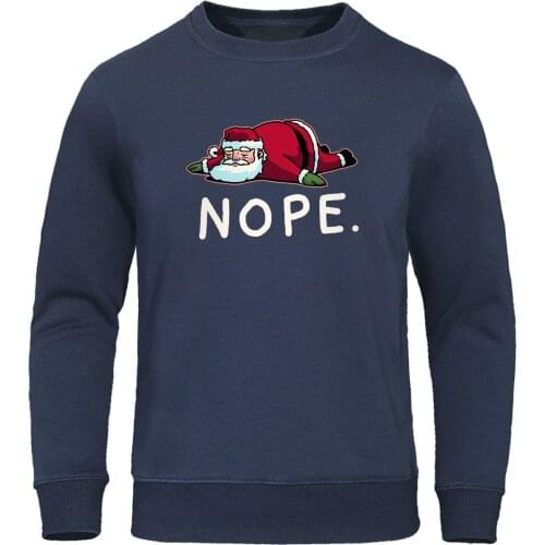 2019 Autumn Winter Sweatshirt Hooded Men Christmas Santa Claus Nope Men Hoodies Fleece Warm Hoody Loose Funny Fashion Streetwear