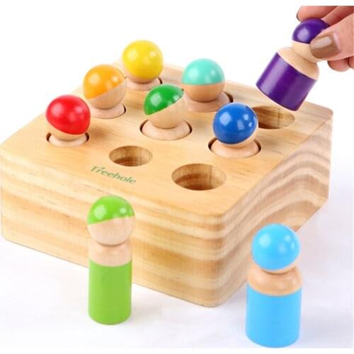 Cylinder Socket Puzzles Toy Baby Development Practice And Senses Preschool Educational Wooden Math Toys For Children Montessori