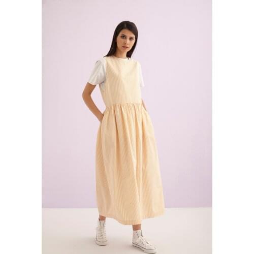 KOTON SARI STRIPE JİLE DRESS 2111