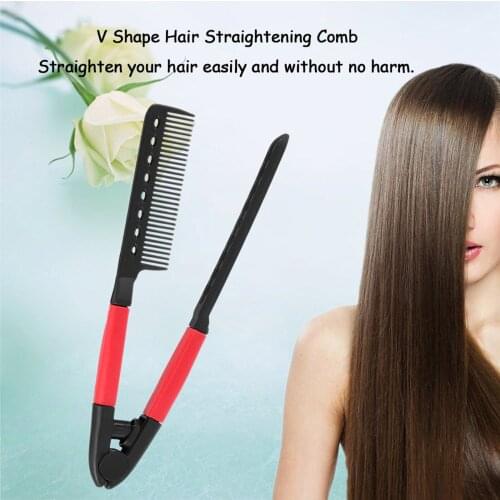 Professional Hair Straightener Comb Hair Straightening Comb Brush V Shape Folding Hair Styling Tool Salon Hairdress Styling Tool
