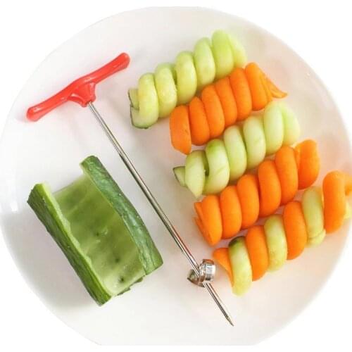 Manual Vegetable Stainless Steel Rotary Knife Vegetables Spiral Knife Carrot Cucumber Chopper Spiralizer Kitchen Cooking Gadget