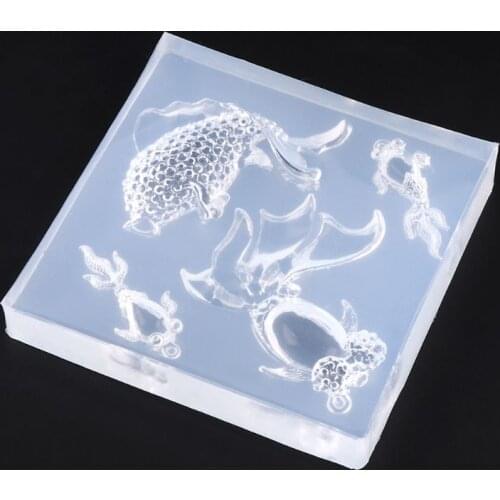 DIY Handmade Resin Goldfish Squid Shape Molds AB Glue Crystal Epoxy High Translucent Silicone Mold Jewelry Making T84A