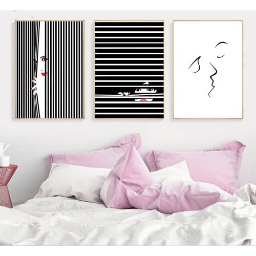 Modern Nordic Art Kiss Fashion Girl Red Lip Canvas Poster Minimalism Painting Abstract Wall Picture Print Home Room Decor
