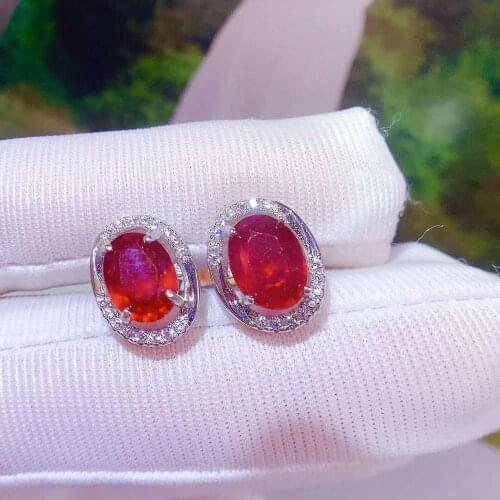 Natural And Real ruby earring gemstone Jewelry 925 sterling silver for women Earring Party Ring