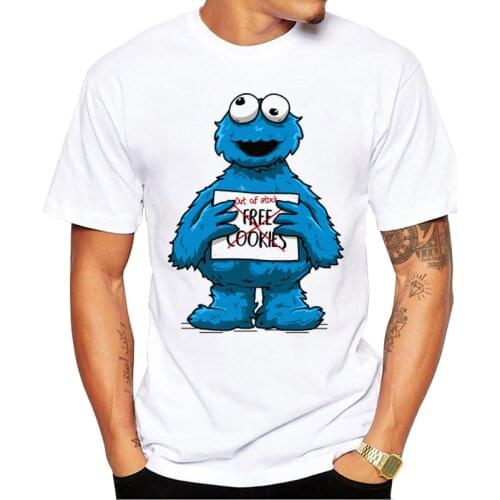 TEEHUB New Fashion Free Cookies Men T-Shirt Cartoon Cookie Monster Printed Tshirts Hipster Design Tops Short Sleeve Funny Tee