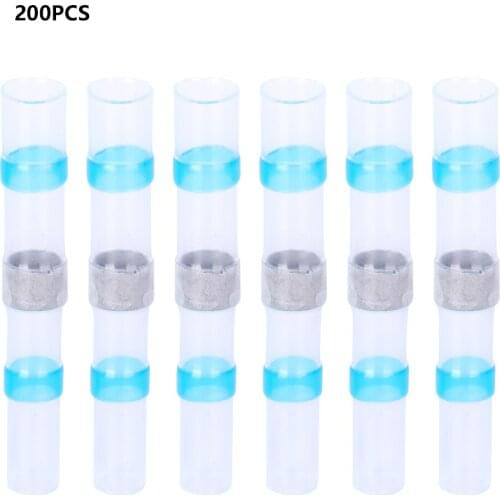200PCS Heat Shrink Soldering Sleeve Terminals Insulated Waterproof Butt Electrical Wire Connectors Wire Soldered Terminals BST-2