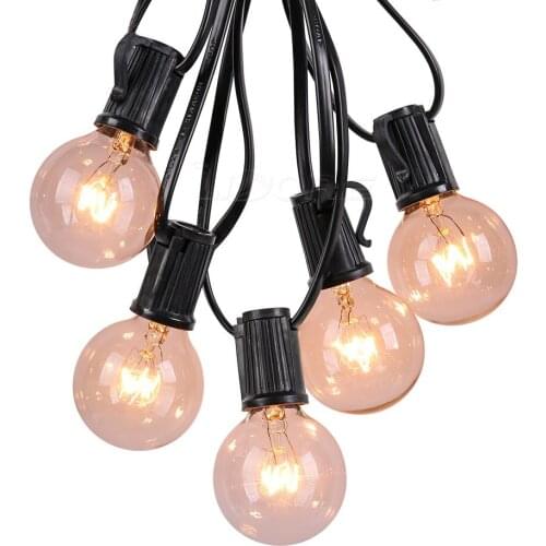 G40 25 Bulbs Outdoor Garland String Lights Garden Decorations Christmas Holiday Party Lights Globe Hanging Lights for Indoor