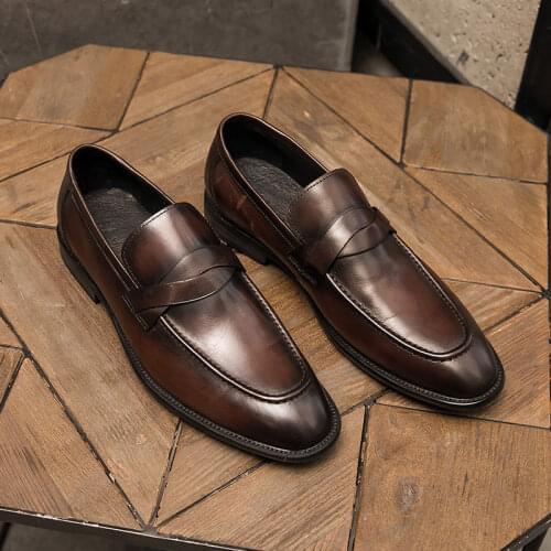 Vintage British Casual Men Shoes Summer Autumn Formal Dress Leather Shoes Business Wedding Office Loafers High Quality Oxfords