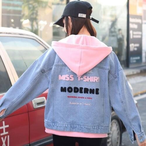New Hooded Denim Jacket Women 2021 Spring And Autumn Girl Jean Coat Loose Student Jackets Outerwear Blue
