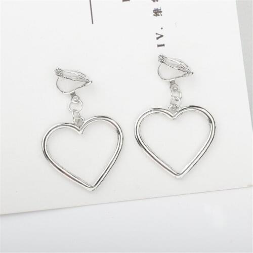 Simple Design Silver Color Hollow Heart Peach Drop Earrings Women Brand Fashion Ear Cuff Piercing Peach Dangle Earring Gift A197