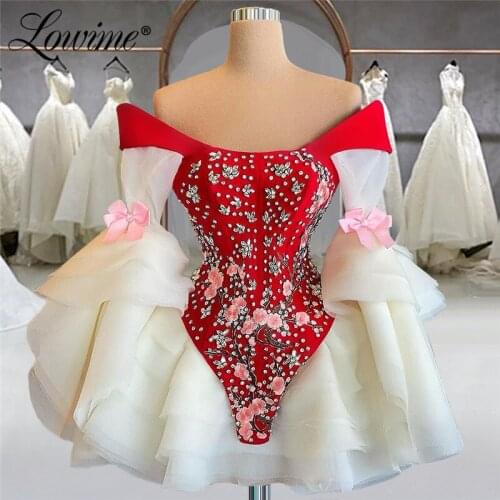 Lowime 2021 Off Shoulder Cocktail Party Dresses Custom Made Embroidery Crystals Short Prom Dress Vestidos De Noche Evening Gowns