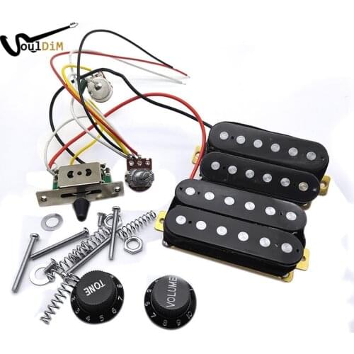 Guitar Humbucker Pickups With 3-way Switch 500K Potentiometer 1T1V Wiring Harness Prewired Black