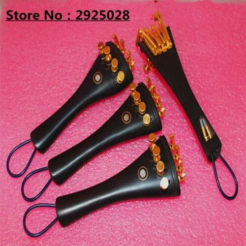1 pc New Ebony Violin Tailpiece fixed Golden Fine Tuners Tail Gut, Violin Parts Free Shipping