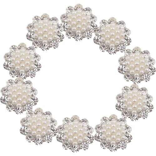10pcs Bulk Stunning Crystal Imitation Pearl Flower Button DIY 20mm Findings